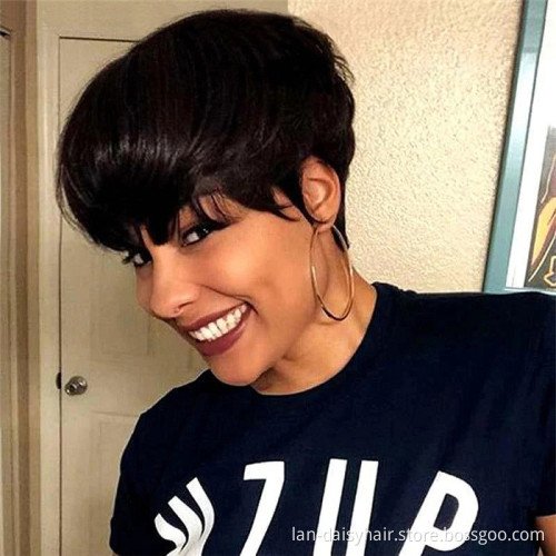 Cheap Factory Price  Good Quality Short Pixie Cut  Machine Made Human Hair Wigs